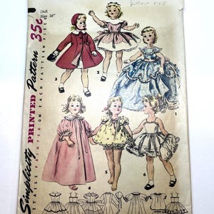Vintage 1950s Doll Clothes Pattern, Simplicity 1336 for 18 in. Sweet Sue, VGC