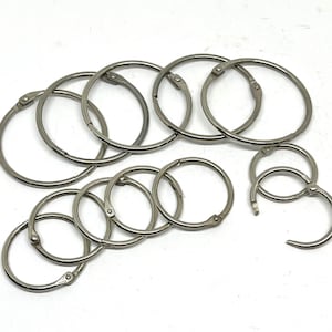 Vintage Loose Leaf Binder Rings, 12 Pcs. in 3 Sizes, Silver Binder Rings, Album Rings, Closure Rings, Book Rings, Junk Journal Craft Supply