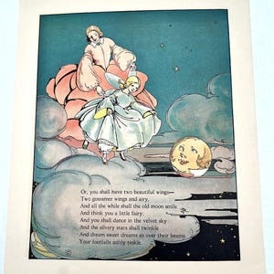 Antique Children&#39;s Book Illustration, Book Plate from 1920&#39;s Child&#39;s Book, Verses by Eugene Field, Charles Graham Co, Two Sided Litho Print