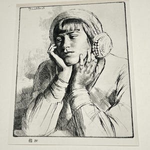 Vintage Etching Litho Print , G.L. Brockhurst Etching, &quot;Le Beguin&quot; Plate from 1928 Masters of Etching Book, Antique Art Etching, Title Page