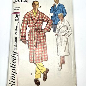 1950s Simplicity 2312 Mens Robe Sewing Pattern, Size Medium