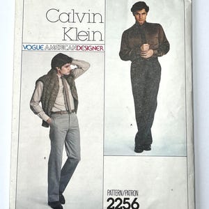 Padrão de costura vintage Vogue Designer 2256, Calvin Klein Menswear, 1985, FF