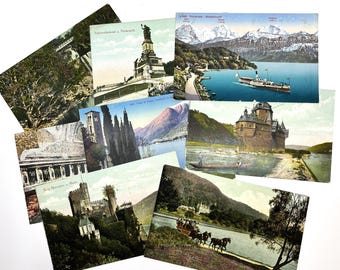 Antique 1913 Grand Tour Postcards, Italy, Switzerland, Germany, Scotland, 8 Travel Post Cards