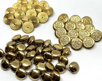 Vintage Gold Metal Buttons, 48 NOS with 3 Matching Sets