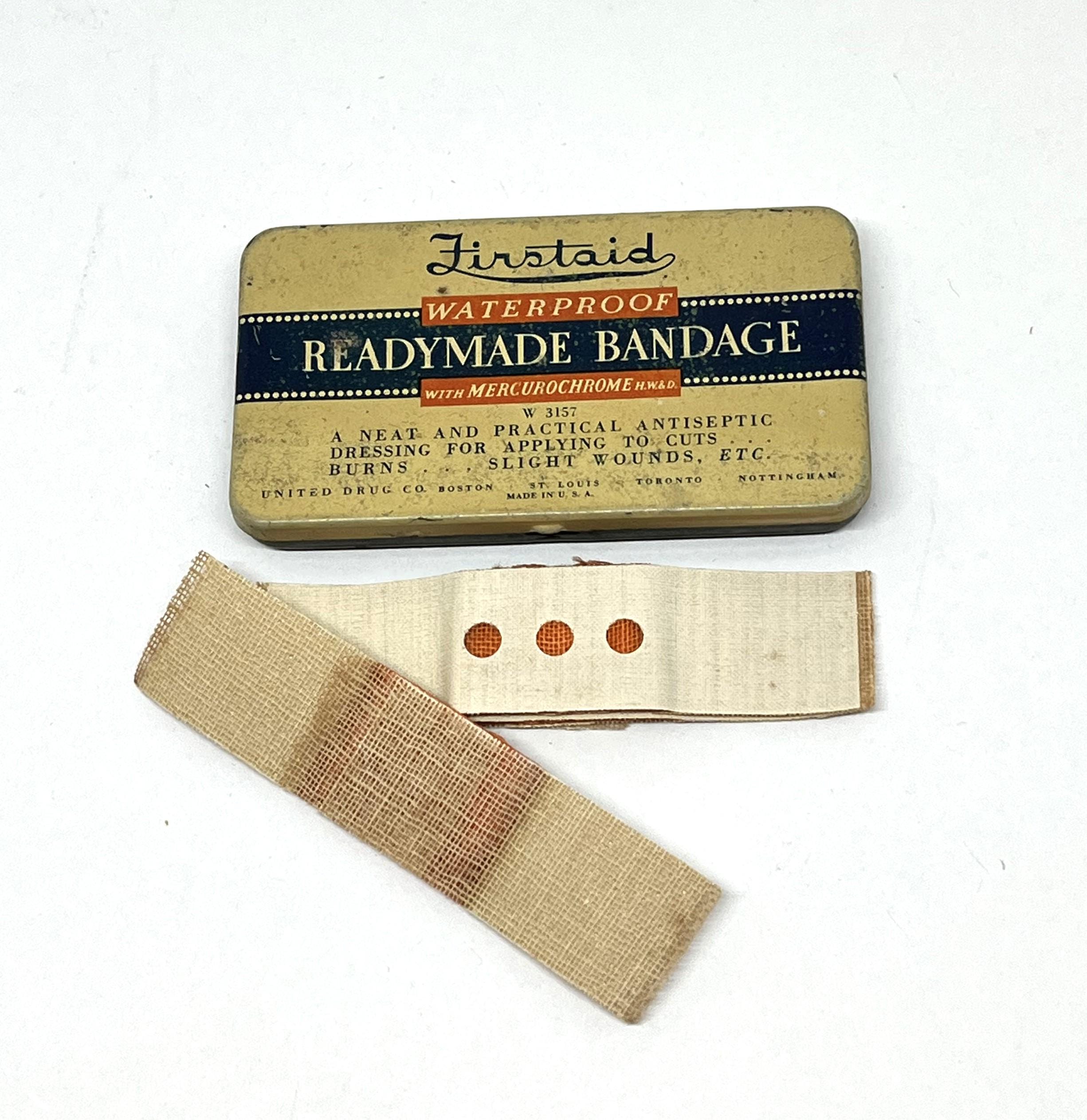 Antique Firstaid Readymade Bandages in Tin, WITH Bandages, Rare Find -Vintage First Aid Kit, Vintage Medical, Antique Medical