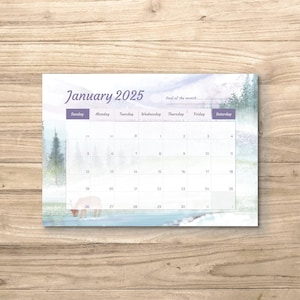 January 2025 Calendar: Winter Countryside Printable (Digital)