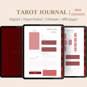 Carnet de tarot numérique quotidien Cartes de tirage Tarot Spreads Tracker de tarot Goodnotes Ipad Journal de sorcière Cahier de travail de tarot Agenda de tarot Lecture de cartes