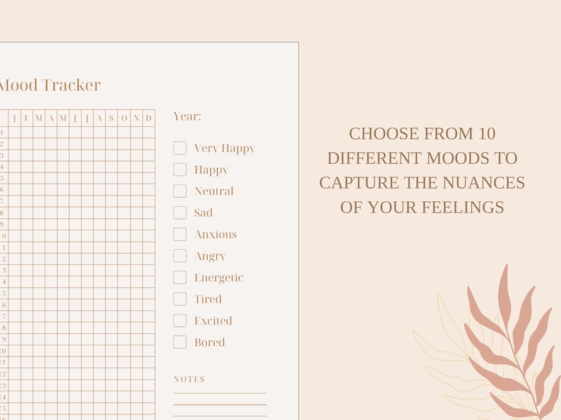 Mood Tracker Printable Daily Mood Tracker Year in Pixel Feelings ...