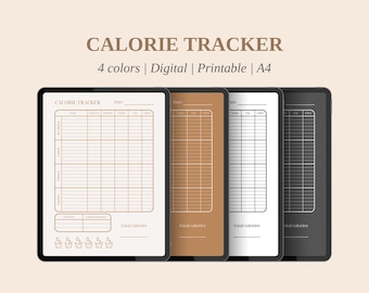 Planificador de calorías imprimible, nutrición y actividad física (digital)