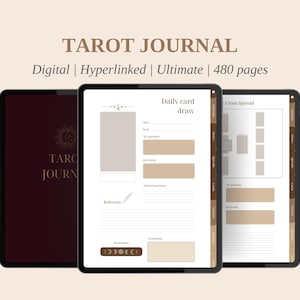 Digitale tarotdagboek dagelijkse kaart trekt tarotspreads Tarottracker Goodnotes Ipad heks dagboek Tarot werkmap Tarotplanner kaartlezen