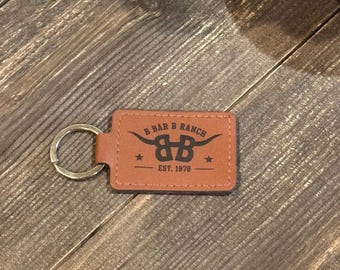 Personalized Leather Key Chain | Custom Logo Engraved Key Fob | Corporate & Personal Gifts