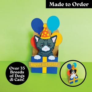 Carte pop-up 3D faite main pour animal de compagnie | Fait sur mesure pour ressembler à votre animal de compagnie | Maman chien | Maman chat | carte d'anniversaire | Carte pour amoureux des animaux de compagnie