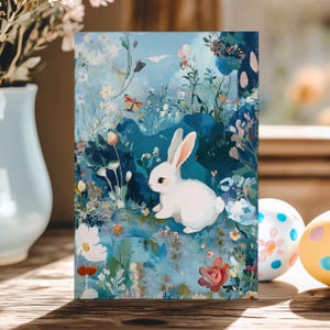 Biglietto di auguri coniglietto carino - Biglietto di Pasqua, biglietto di compleanno, biglietto per bambini, biglietto per tutte le occasioni, set di biglietti di Pasqua, stampa artistica di coniglio carino