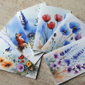 Aquarelles - Cartes de vœux pour toutes les occasions, carte d'anniversaire, carte de fête des mères, carte de fête des femmes, assortiment d'impressions d'art aquarelle