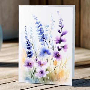 Cartão de felicitações de flores silvestres em aquarela – Cartão de aniversário, Cartão de dia das mães, Cartão de dia das mulheres, Cartão para todas as ocasiões, Impressão de arte floral, Conjunto variado