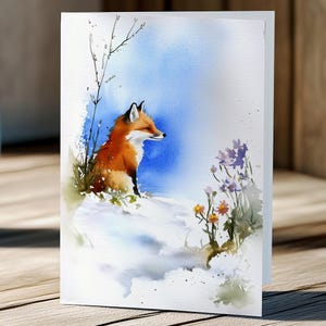 Biglietto d'auguri con volpe acquerellata - Biglietto di compleanno, biglietto di anniversario, biglietto per la festa della donna, biglietto per tutte le occasioni, stampa artistica con acquerello Woodland Whimsy
