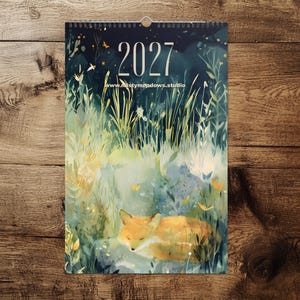 2027 Wall Calendar, Woodland Art, Choose US Holidays / Blank, 11″ × 17″
