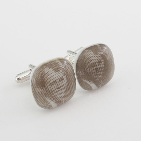 Robert F. Kennedy Cufflinks - Fused glass