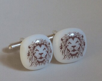 Leo Cufflinks - Fused glass