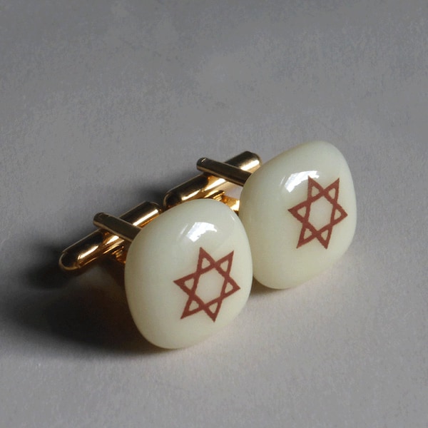 Star of David cufflinks - Fused glass