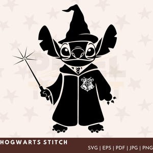 Wizard Stitch SVG | Magical Cartoon Alien with Wand | Perfect for Cricut, Silhouette | Wizard World Inspired Art | Instant Digital Download