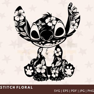 Floral Alien Character SVG | Tropical Floral Design | Perfect for Cricut, Silhouette | Cute Cartoon Animal Art | Instant Digital Download
