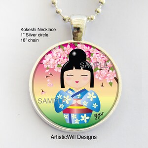 Gift for tween, Kawaii Kokeshi pendant