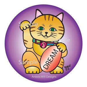 Dream Beckoning Cat Maneki, inspiration and goals, silver pendant image 4