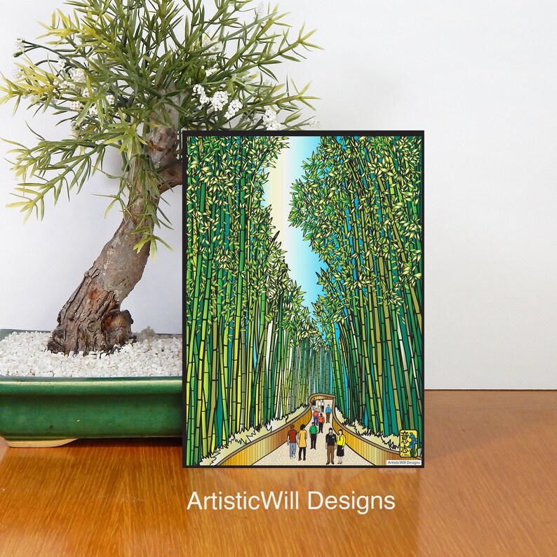 Giant bamboo print, Japan, travel, Kyoto 5x7 print image 1