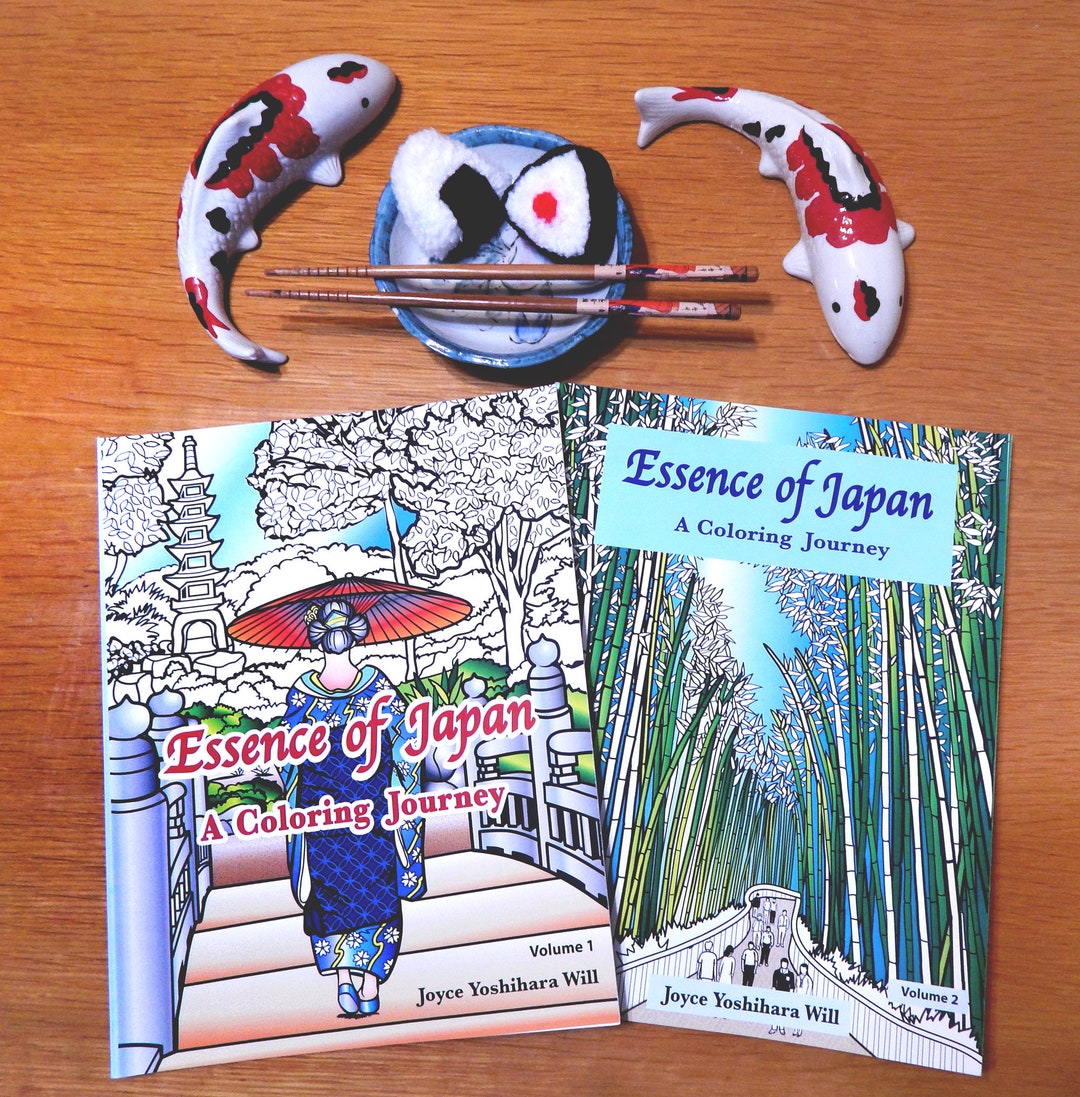 Japan Coloring Books, Adult Coloring Books, De-stress,"essence of Japan