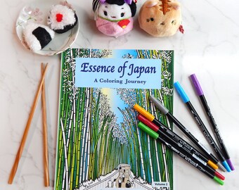 Japan Coloring book, Adult Coloring Book, De-stress, Relaxation, Japanese Designs,  Essence of Japan, ArtisticWill Designs