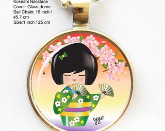 Friendship, Girly Kokeshi pendant, Kokeshi collector, Japan lover