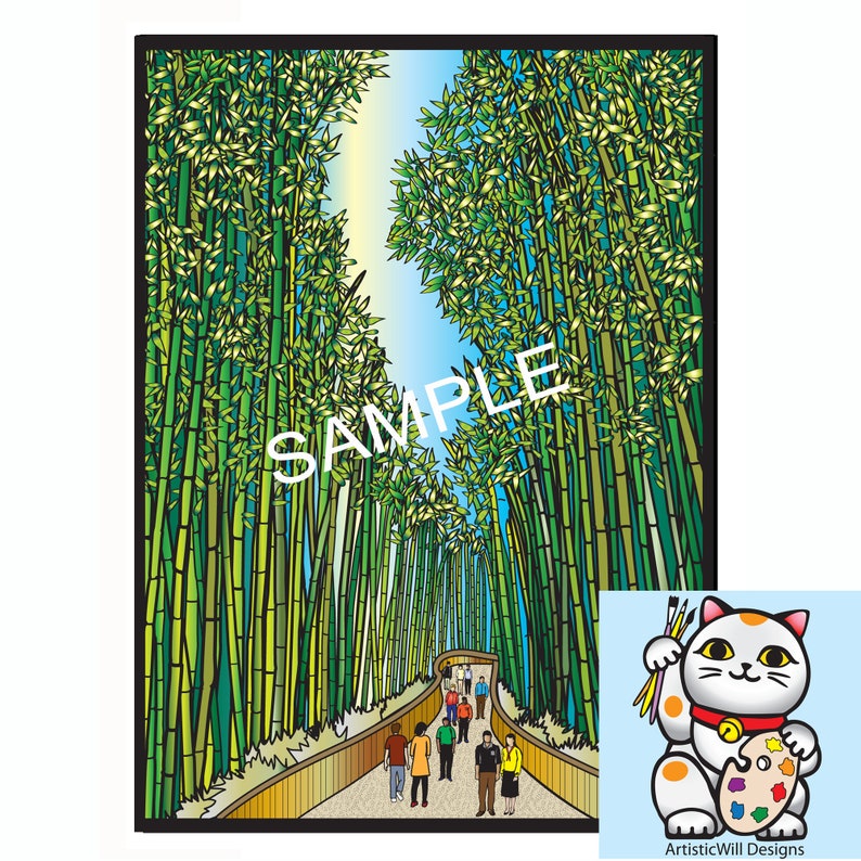 Giant bamboo print, Japan, travel, Kyoto 5x7 print image 2