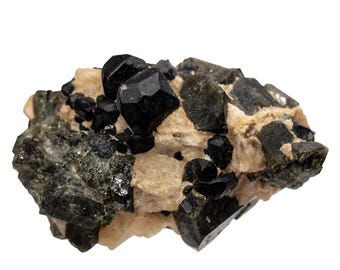 Black spinel - raw stone with crystals - Russia