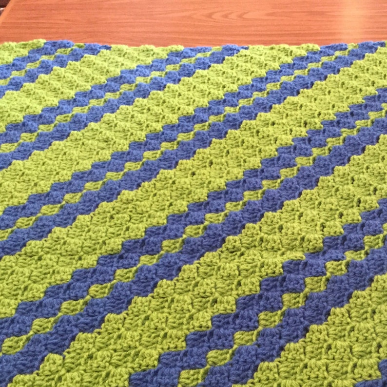 Diagonal Spring Green and Blue Baby Blanket - Etsy