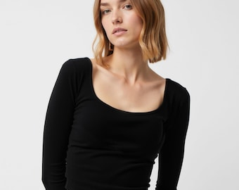 Crop Tee Sewing Pattern, Fitted Scoop Neck, XS-4XL (PDF Pattern)