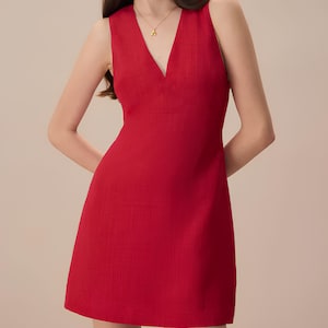 Patrón de minivestido sin mangas con escote en V, patrón de costura en PDF, descarga instantánea, minivestido de verano de moda, patrones de vestidos de mujer, tamaño A0-A4-Letter