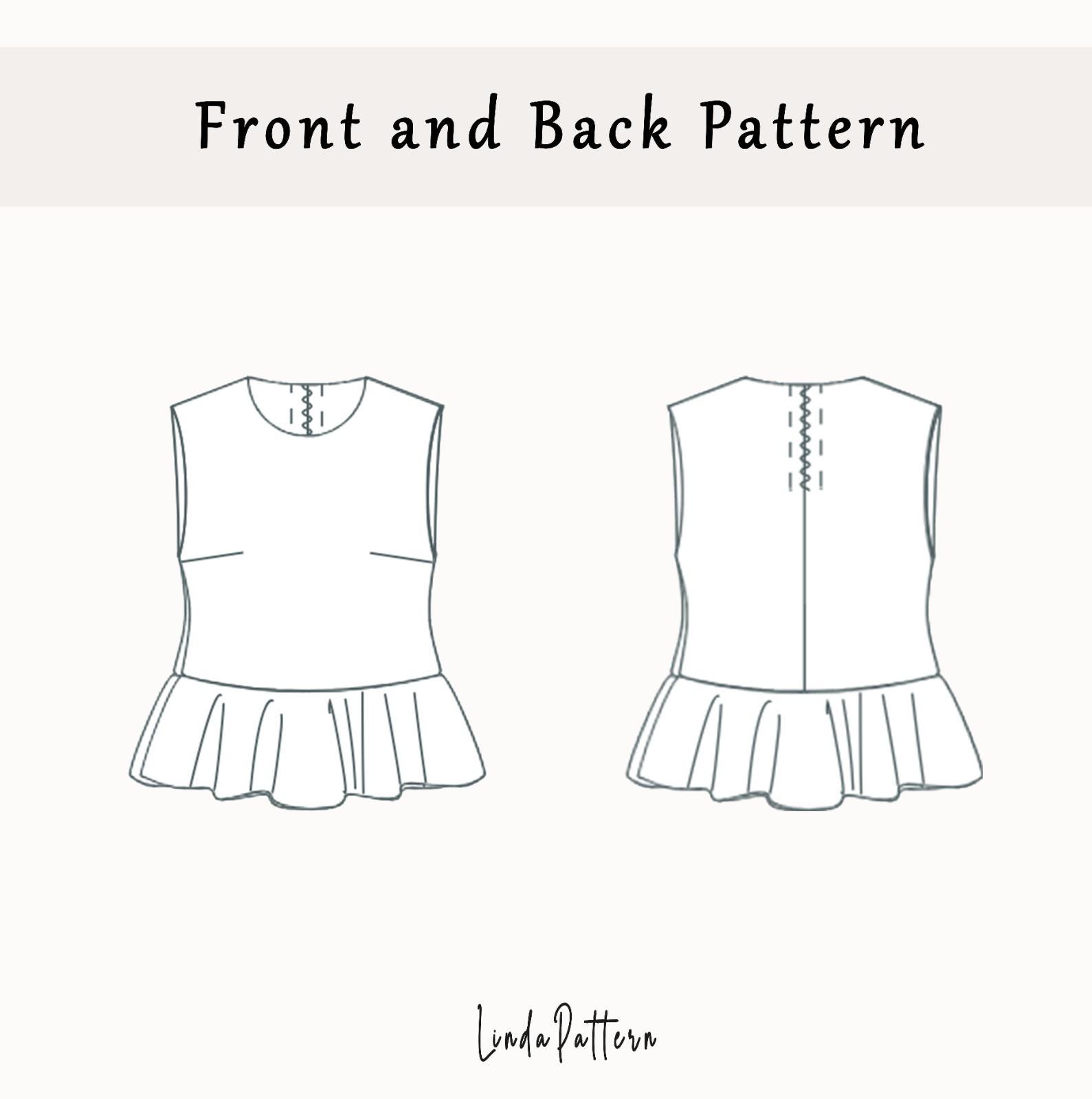 Peplum Ruffle Top Sewing Pattern, Sleeveless Women Top Pattern, Ruffled ...