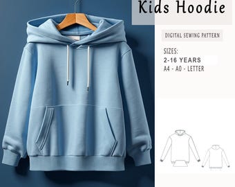 Hoodie Sewing Pattern for Kids, Sweatshirt Pattern, Kids Pattern, PDF Pattern, Beginner Pattern, Sewing Pattern Toddlers, Boy Hoodie Pattern