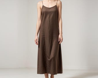 Patrón de costura para vestido largo de lino, vestido de tirantes finos (patrón PDF)