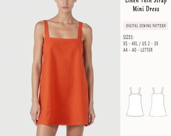 Linen Mini Dress Sewing Pattern, Women's Summer Sundress (PDF Pattern)