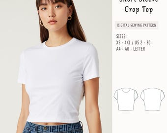 Simple Crop Top Sewing Pattern, XS-4XL (Digital Download)