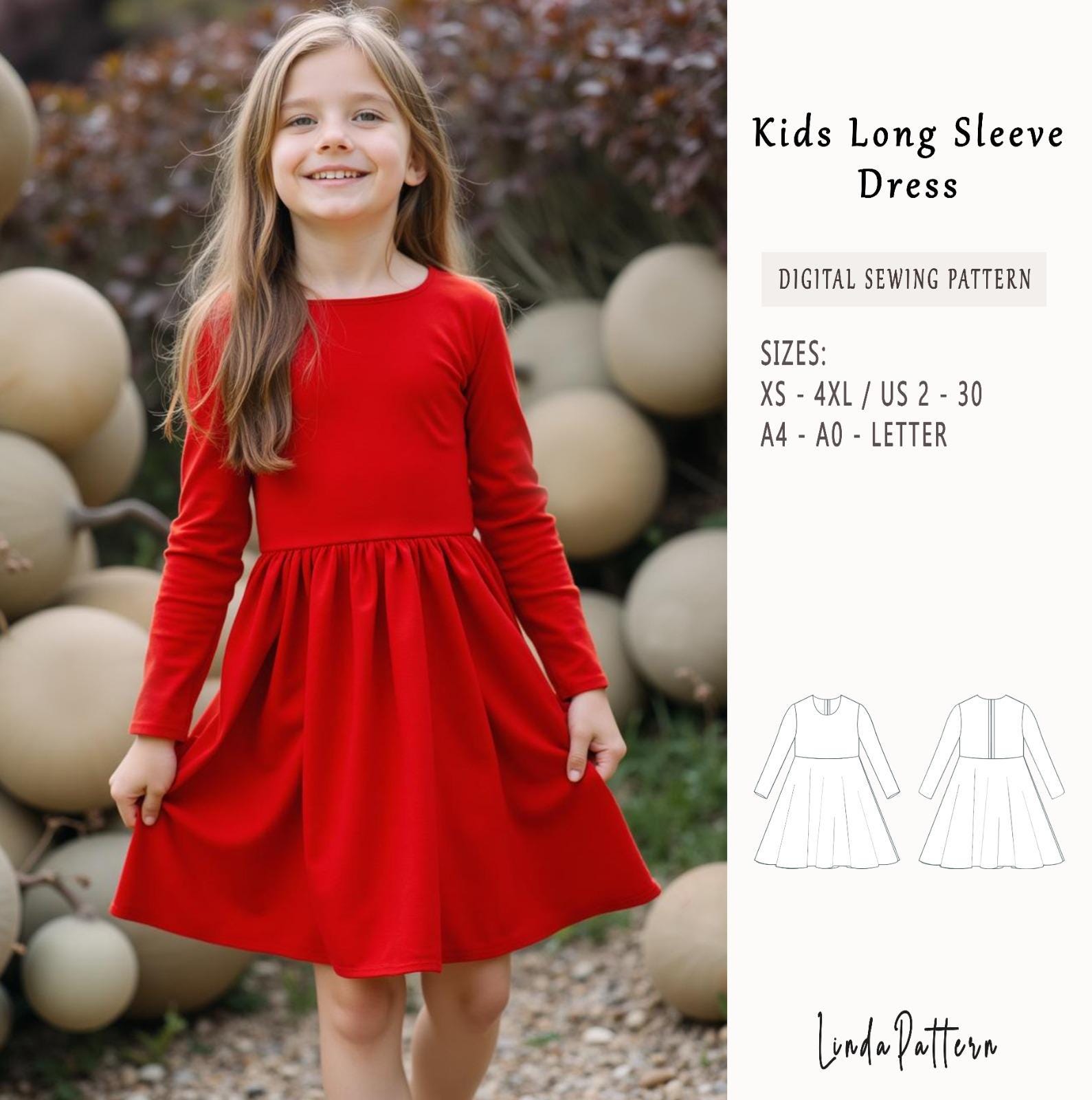 Girls Long Sleeve Maxi Dress - Etsy