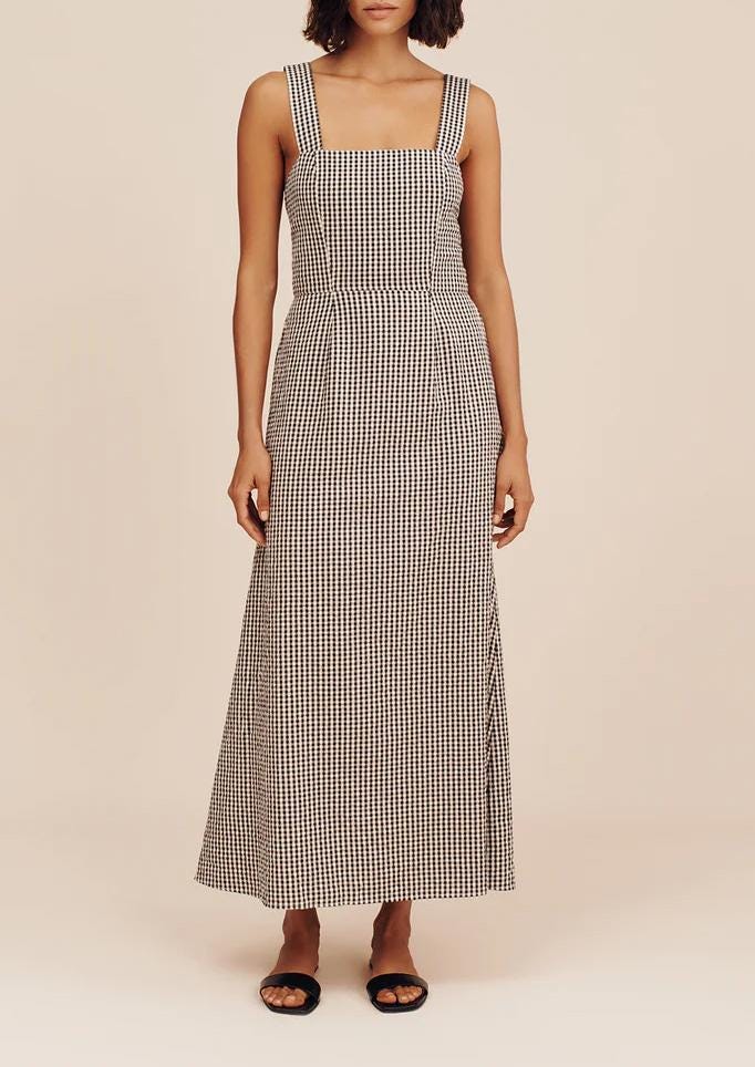 Square Neck Maxi Dress, Gingham Dress PDF Sewing Pattern