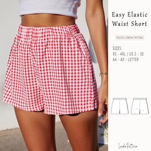 Easy shorts pattern pdf | XS-XXL | Elastic shorts pdf Sewing Pattern | Instant Download | pj sewing pattern Sewing for Women&#39;s Shorts A0 A4