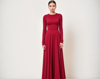 Modest Maxi Dress Long Sleeve Sewing Pattern, Easy Dress, Celtic dress, Ankle dress, Evening Gown, A-Line Maxi Dress, Christmas Dress, A0-A4