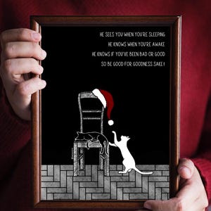 De kerstman komt naar de stad! Kerstkaart, kersttijd, vrolijk kerstfeest, kerstdecor, digitale kunst, kunst aan de muur, kerstmis, magie, ho ho