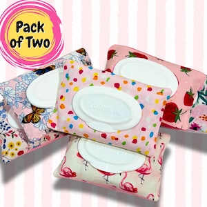Étui à lingettes en coton 2 pièces pour lingettes humides jetables dans la chasse, housse de lingettes humides pour décoration de salle de bain, lingettes de voyage, lingettes pour sacs, porte-lingettes.