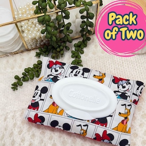 Funda para toallitas de algodón de ajuste perfecto con tela de Mickey Mouse, soporte para toallitas, bolsa para toallitas, estuche para toallitas húmedas, toallitas desechables, decoración para el baño, viajes
