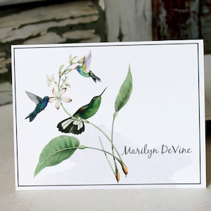 Cartes de correspondance colibri, cartes de correspondance botaniques colibris, cartes de correspondance art botanique, cartes de correspondance personnalisées colibri, cartes d'art vintage